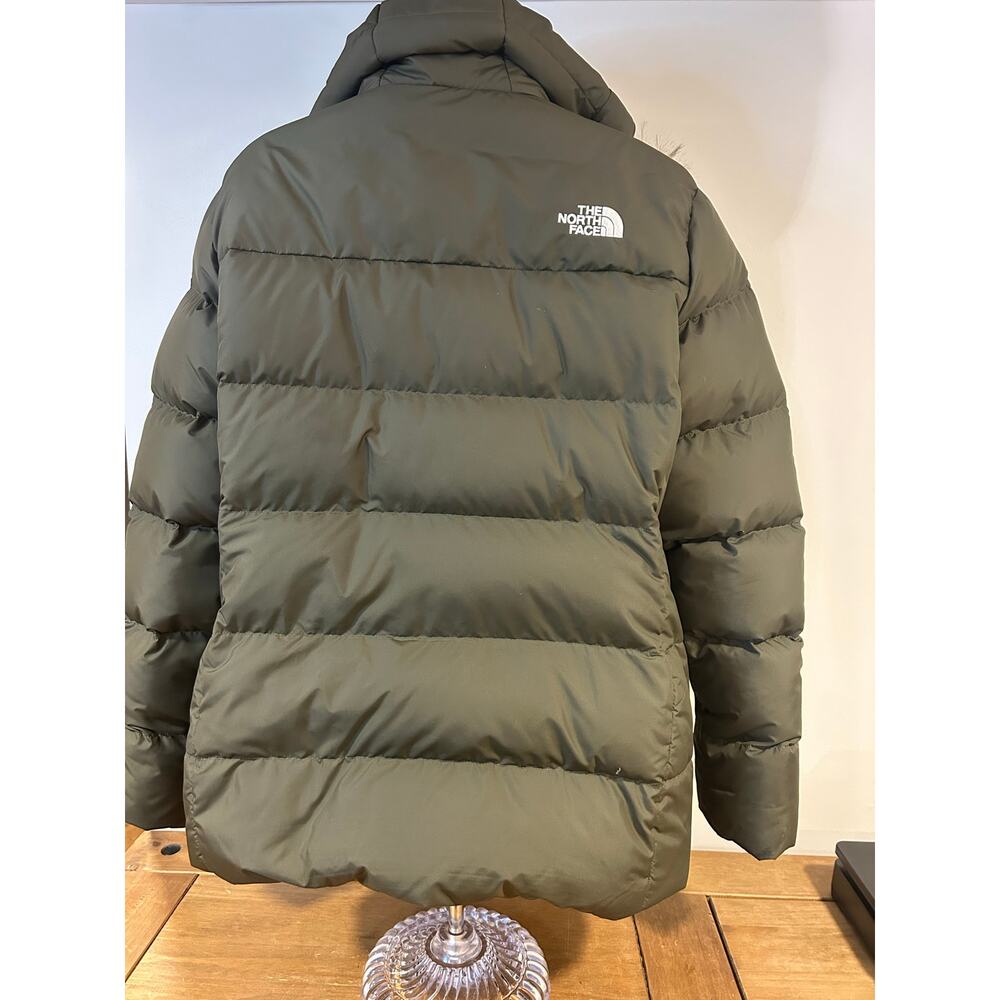 THE NORTH FACE XL Gotham Women's Khaki 550 Down Puffer Hooded Quilted Faux Fur - Picture 6 of 16